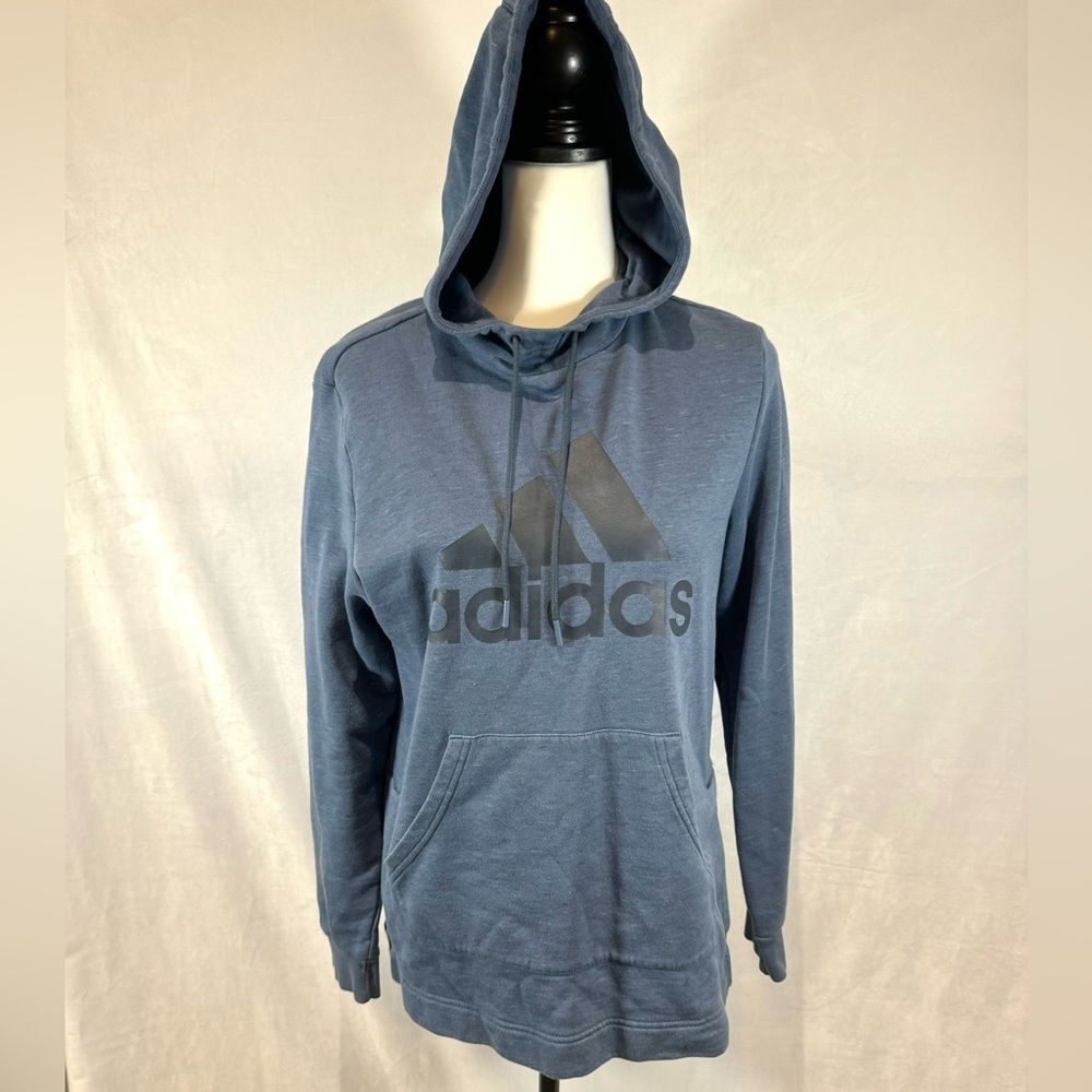 Adidas blue pullover logo hoodie size medium
